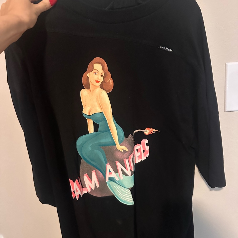 Palm Angels Black Tee with Graphic Detail